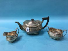 Silver three piece tea service by James Dixon, Sheffield, date 1894, total weight 30.7oz