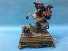 Capo Di Monte figure, Napoleon on horse back, on a brass plinth