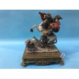 Capo Di Monte figure, Napoleon on horse back, on a brass plinth