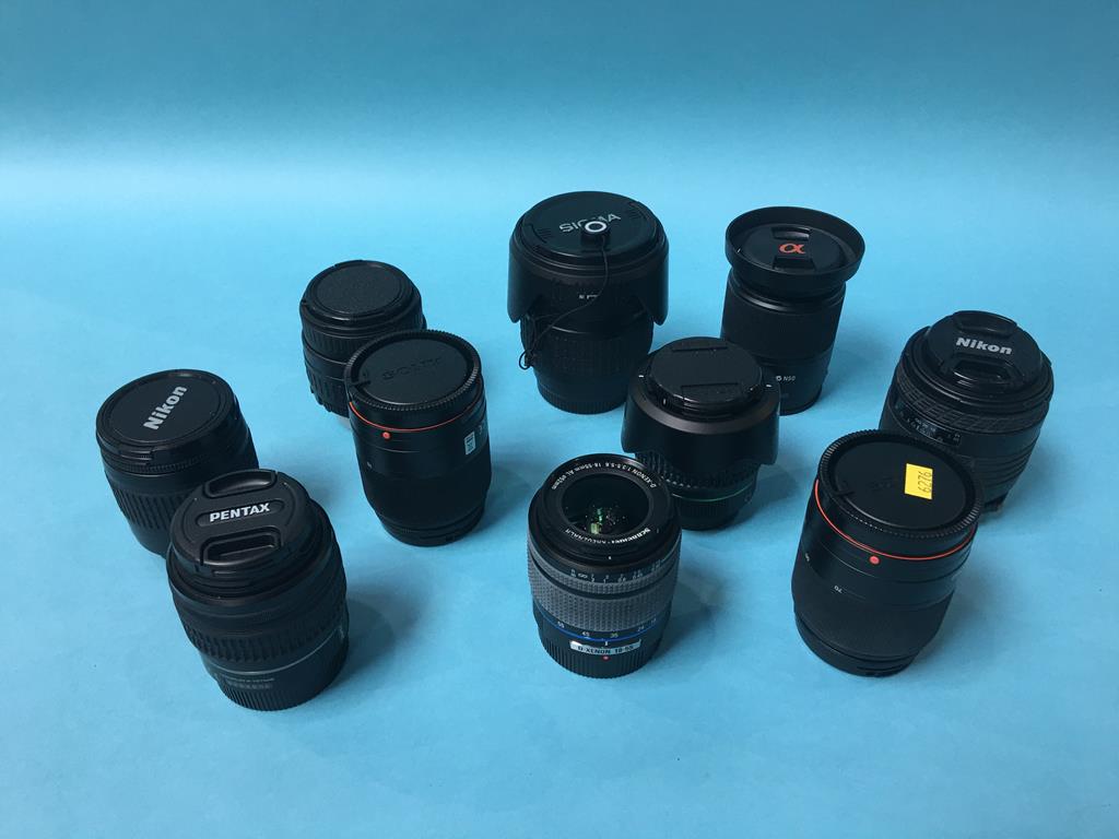 Ten various camera lenses Sigma, Tamron etc.