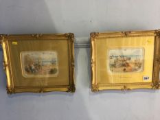 Pair of watercolours, beach scenes, mounts state 'Birkett Foster RWS', in gilt frame