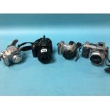 Four various digital cameras, including Pentax etc