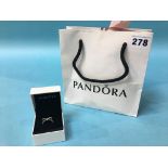 A silver Pandora ring and box, size H (Pandora size 46)