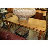 Pine refectory table and three chairs