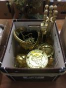 Assorted brassware in one box