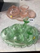 Two pressed glass dressing table sets