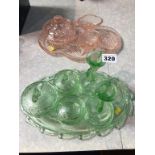 Two pressed glass dressing table sets