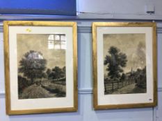 Pair of gilt framed Continental watercolour landscapes