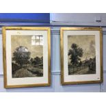 Pair of gilt framed Continental watercolour landscapes