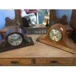 Two oak cased mantle clocks