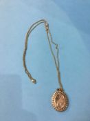 A 9ct gold necklace, 9g and a 9ct locket, 8.8g total