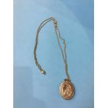 A 9ct gold necklace, 9g and a 9ct locket, 8.8g total