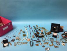 Quantity of costume jewellery in one box