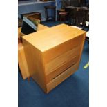 Two light oak Stag chest of drawers and a Stag dre