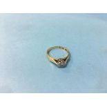 A gold (marks rubbed) diamond ring, size I, 2.5g