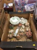 Tray of assorted, including Lilliput Lane, a Nao figure etc.