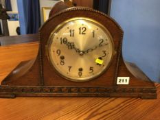 Two oak cased mantle clocks