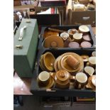 Two boxes Hornsea 'Saffron' dinnerware and picnic set
