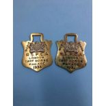 Two horse brasses, R.S.P.C.A London, cart horse parade 1932 and 1934