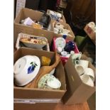 Eight boxes assorted including china, trinket boxes etc.