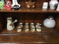 Studio pottery; David Leach coffee service and a David Lloyd Jones vase