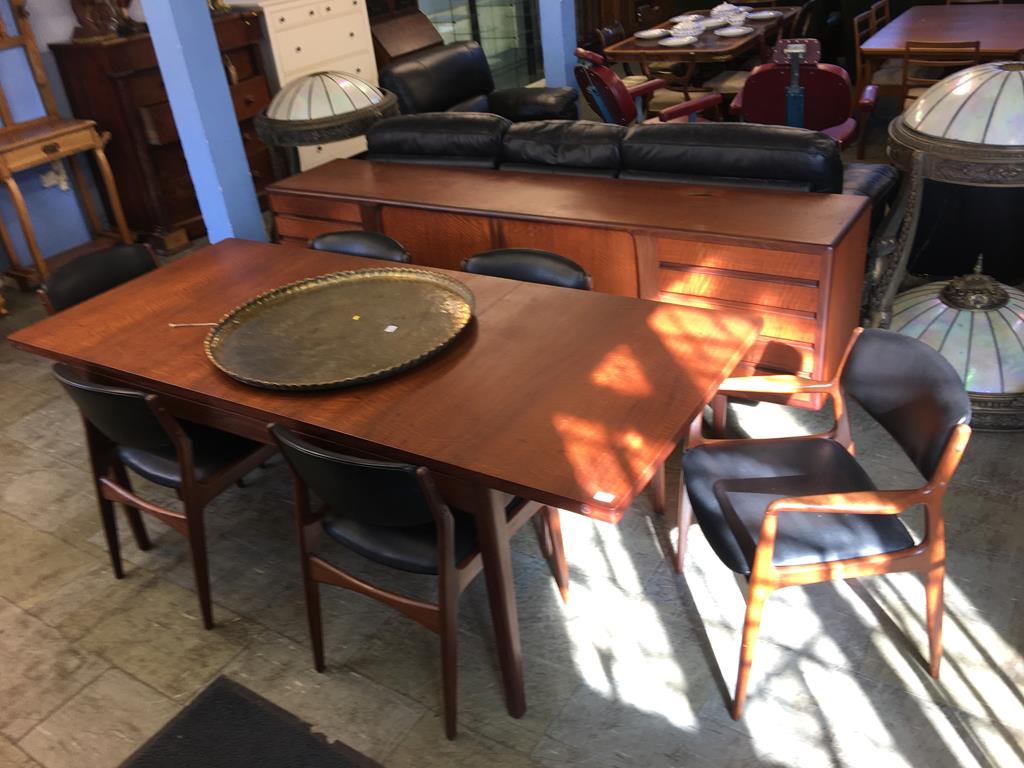 Good quality British teak dining room suite, comprising sideboard, table and six chairs - Image 5 of 10