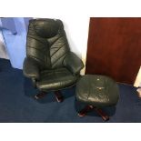 Leather revolving chair and footstool