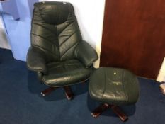 Leather revolving chair and footstool