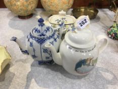 Royal Copenhagen teapot, two other and continental dish