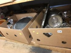 Three boxes assorted including silver plate etc.