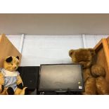 Shelf of assorted including large teddy bear, TV etc.