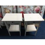 Modern painted pair of bedside tables
