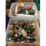 Quantity alcohol miniatures in two boxes