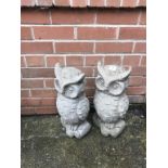 Two owl garden ornaments