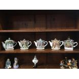 Five Sadler tea pots