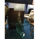 Glass occasional table and lamp