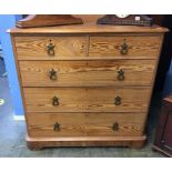 Victorian pine chest of two short and four long drawers