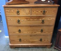 Victorian pine chest of two short and four long drawers