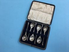 Boxed set of six silver spoons