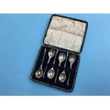 Boxed set of six silver spoons