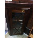 Reproduction mahogany hanging corner cabinet