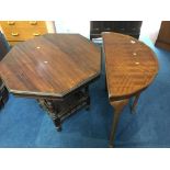 Walnut 1/2 moon table and a mahogany occasional table