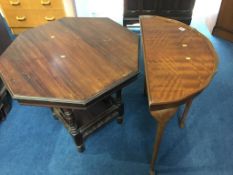 Walnut 1/2 moon table and a mahogany occasional table