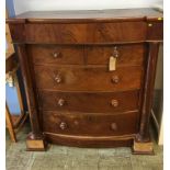 Mahogany bow front chest of drawers