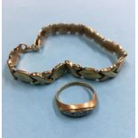 An 18ct ring (1.9g) and a 9ct bracelet (6.3g)