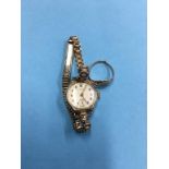 9ct ring and a ladies 9ct wristwatch