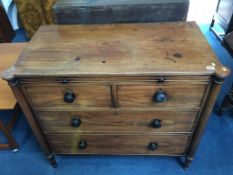 19th century mahogany chest of two long and two short drawers and brushing slide