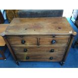 19th century mahogany chest of two long and two short drawers and brushing slide