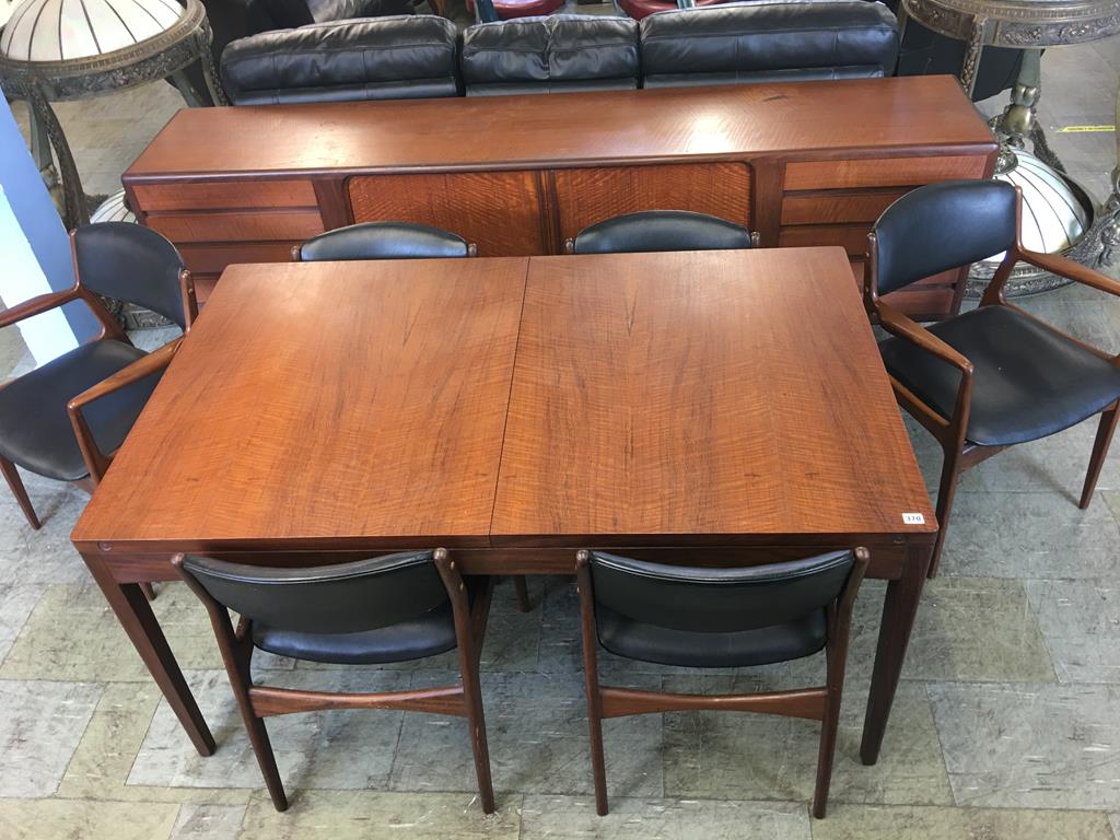 Good quality British teak dining room suite, comprising sideboard, table and six chairs - Image 2 of 10