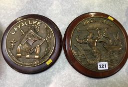 Pair of nautical brass plaques